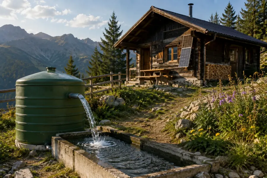 Windwasserpumpen-Mast an einem abgelegenen Ort ohne Stromnetz